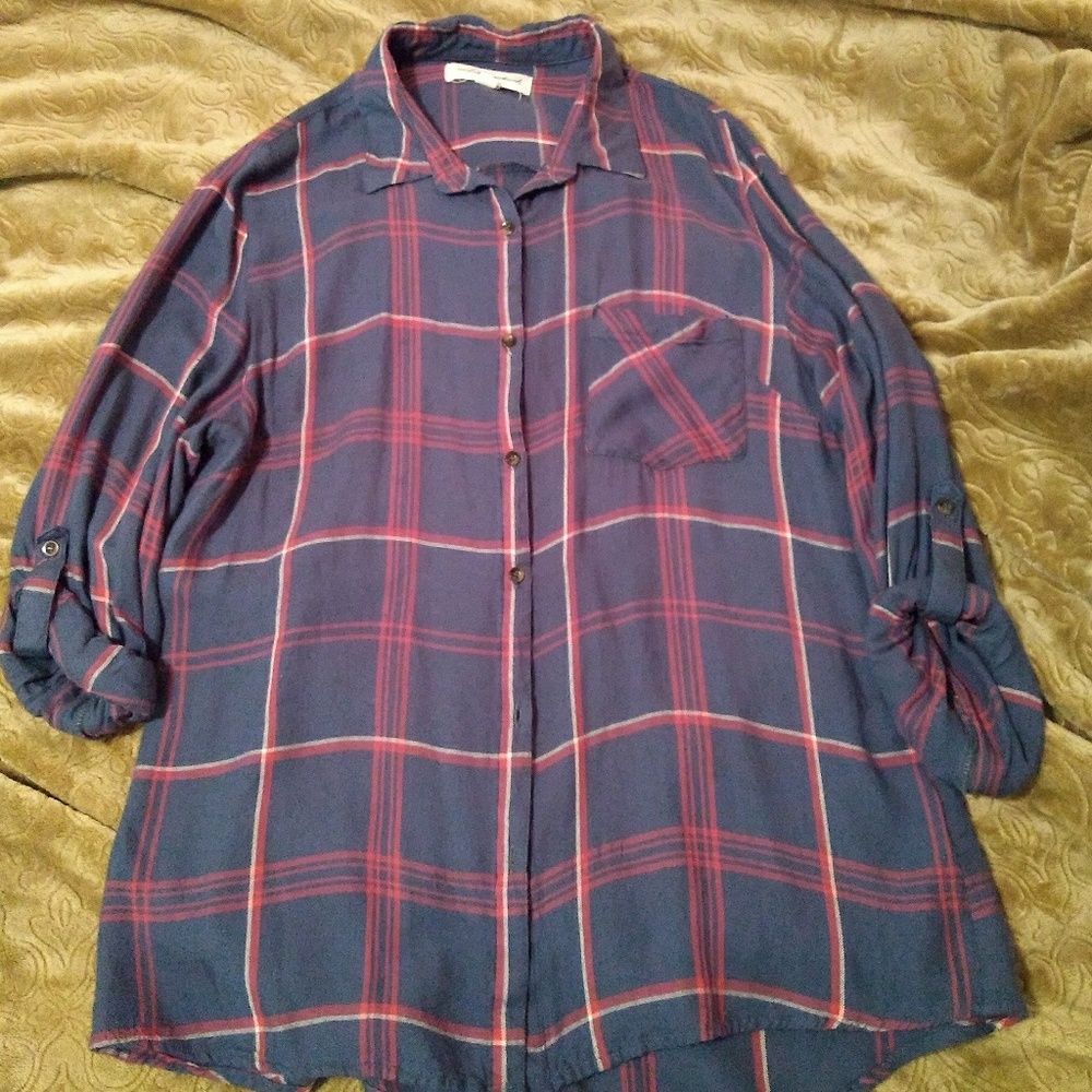 Blue plaid button down